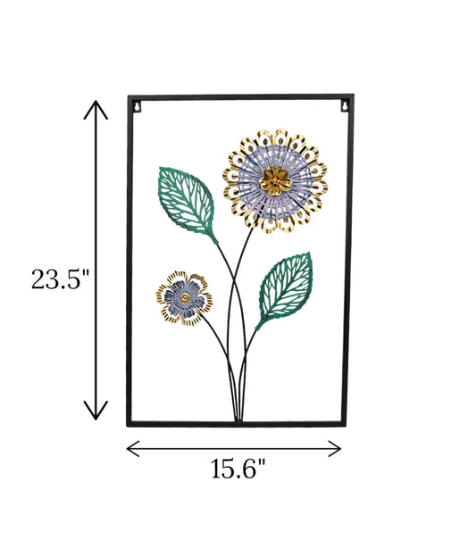 imported wall hanging rectangle 2 flower & leaf wall decore made in china
