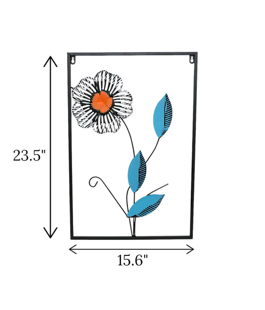 Metal Wall Hanging, Floral Rectangle Frame, Beautiful Room Art, Drawing Room Luxury Panel
