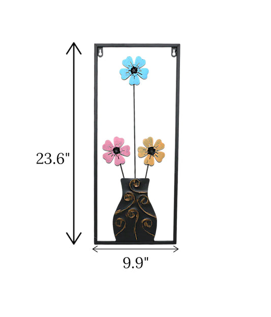 Metal Wall Hanging, Floral Rectangle Frame, Metal Leaf Wall Art, Botanical Wall Hanging