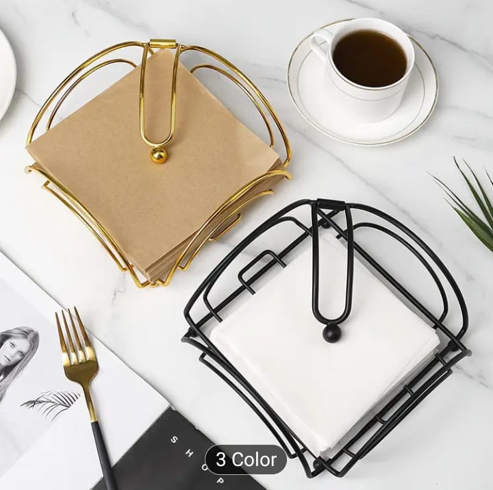 Decore Whole Sale flat tissue dispenser and napkin holder for restaurant, bar, or dining room table, made of durable metal.