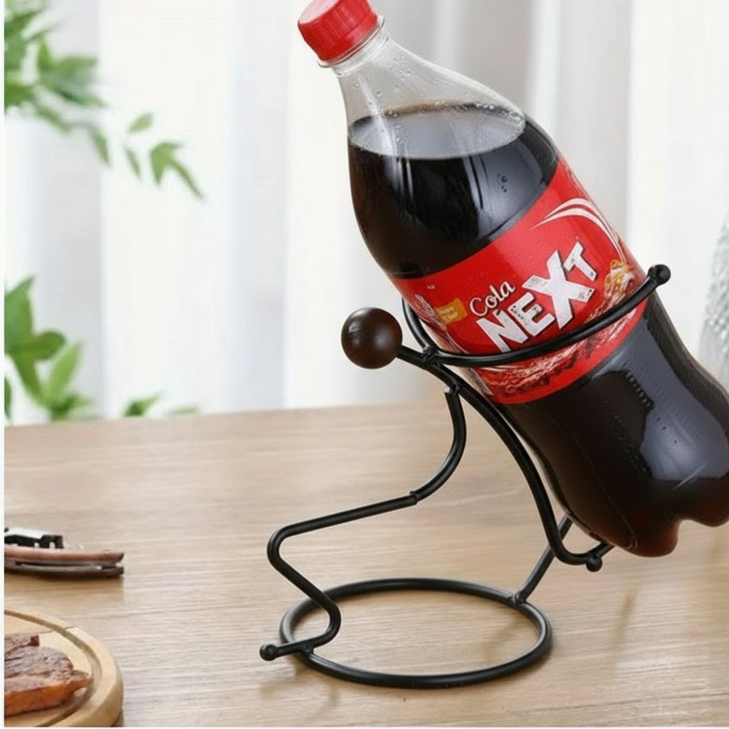 Gold metal Cold Drink Rack Artistic Drink Holder Stand with cold drink bottles on a luxury dining table in Pakistan