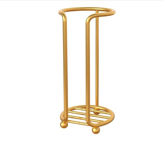 Gold Metal Paper Cup Dispenser Cup Holder standing next to a water dispenser on an office counter in Pakistan