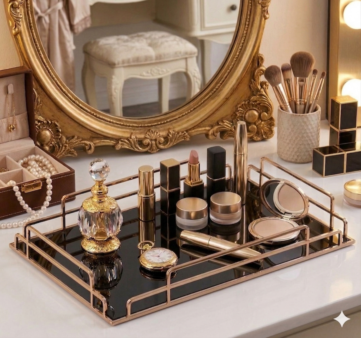 Premium Golden Finish Serving Tray – Modern Dining Elegance