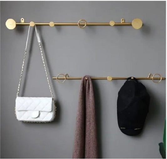 Gold metal wall hanging rack for entrance porch decoration and handbag storage - Decore Wholesale