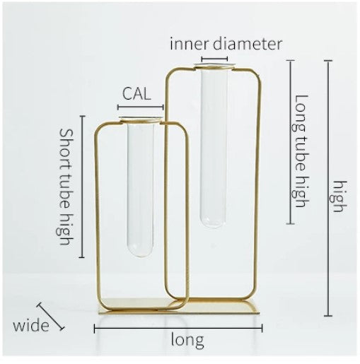 Elegant Double Bottle Gold Hydroponic Vase β Modern Minimalist Floral Display for Home & Office