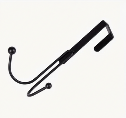 Sleek Metal Over the Door Hook Metal Double Head Hanger holding a backpack and a winter coat behind a bedroom door in Pakistan decore whole sale