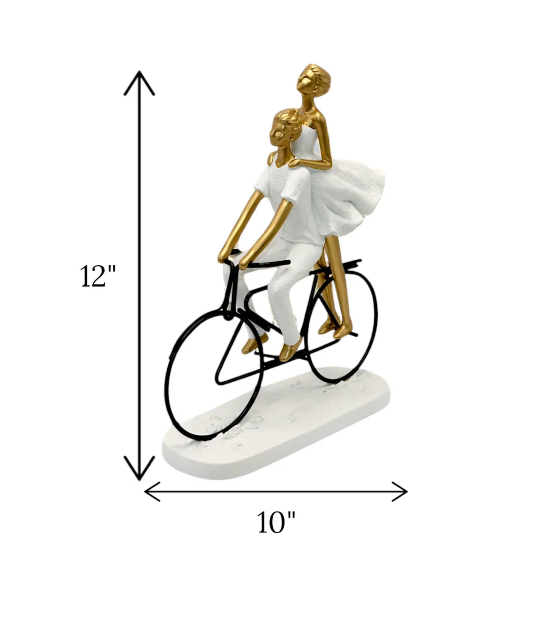 Buy romantic couple with bicycle statue online

Elegant white and gold couple showpiece for bedroom

Modern abstract love couple sculpture with price

Premium quality resin cycle statue for home decor

Unique luxury table centerpiece gifts Pakistan

White stone finish romantic figurine with gold accents

High-quality imported anniversary decoration items

Buy wedding gift couple statues online Pakistan

Luxury home accessories cash on delivery Pakistan

Cute romantic couple on bike desk ornament