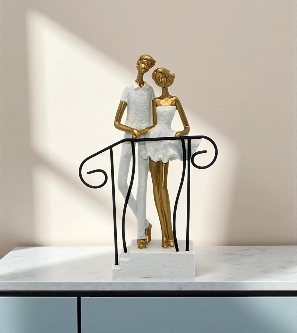 statue couple standing on stairs white china Price in Pakistan displayed over a premium bedroom side table
