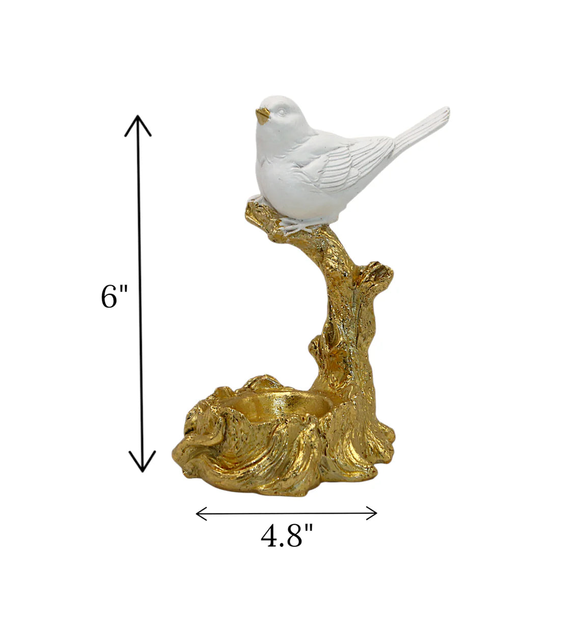 statue sparrow white with golden tree china 6x4.8 Price in Pakistan displayed over an elegant drawing room table