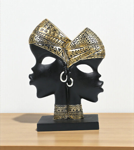 Tribal lady Bali figurine Pakistan

China imported statue online

Table decor Pakistan luxury items

African tribal lady decoration piece

Golden and black ethnic showpiece

Living room console centerpieces

Exotic women sculptures for home

Traditional face mask figurines

Premium room styling ornaments

Modern abstract cultural statues