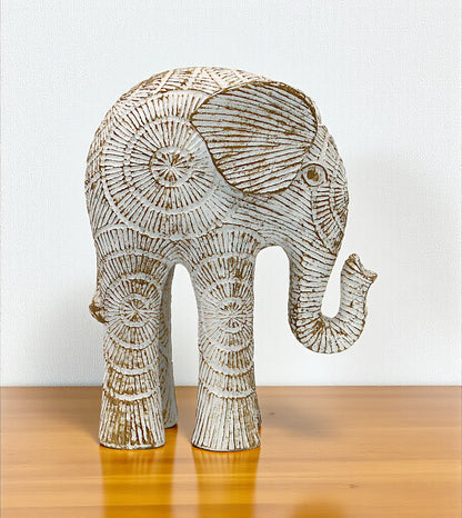 statue textured elephant sun down white medium china 5.6x4.5