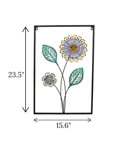 imported wall hanging rectangle 2 flower & leaf wall decore made in china