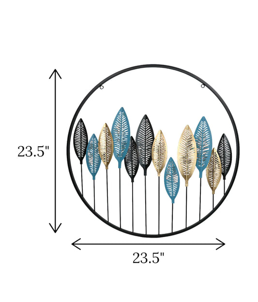 Large Gold Metal Wall Decor Hanging Round 12 Leaves Large imported from China displayed on a luxury drawing room wall  Price in Pakistan