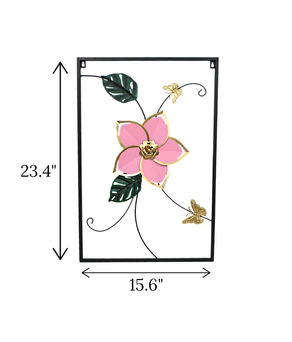 Metal Wall Hanging Floral Rectangle Black used as a premium drawing room wall decor panel above a sofa in Pakistan