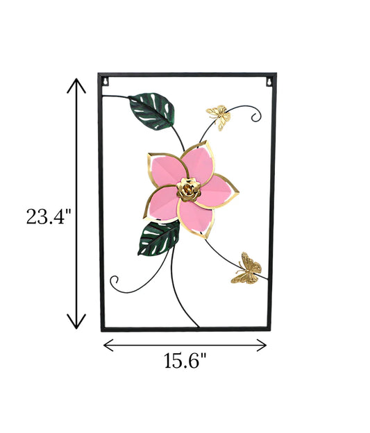 Metal Wall Hanging Floral Rectangle Black used as a premium drawing room wall decor panel above a sofa in Pakistan