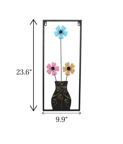 Metal Wall Hanging, Floral Rectangle Frame, Metal Leaf Wall Art, Botanical Wall Hanging