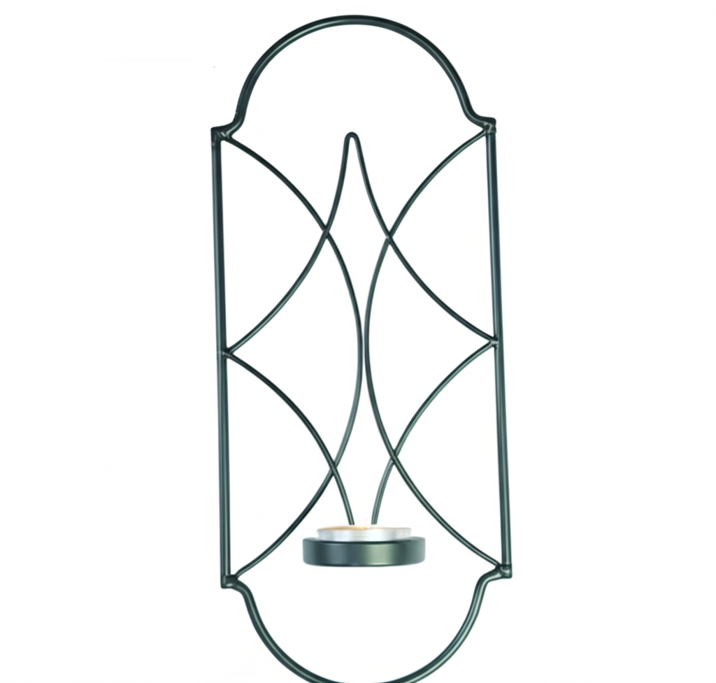 Decorative metal wall hanging sconce candle holder with ornate design, perfect for luxurious home decor and candle displays.