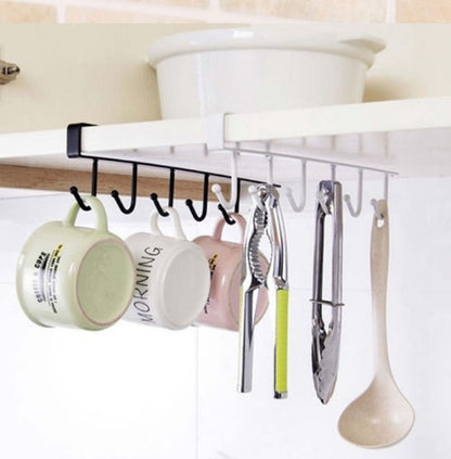 -Shelf Hook Organizer – Kitchen & Cabinet Storage Rack for Utensils, Mugs & Accessories (No Drilling Required)
