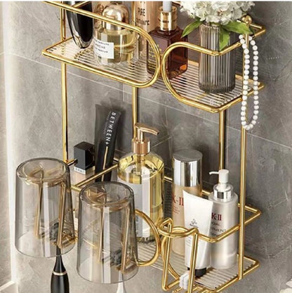 Luxury Wall-Mounted Toothbrush Holder – Self-Adhesive Bathroom Storage Rack – Anti-Dust & Punch-Free Organizer.