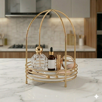 Cosmetic Organizer Gold Makeup Display Rack Luxury Perfume Stand 