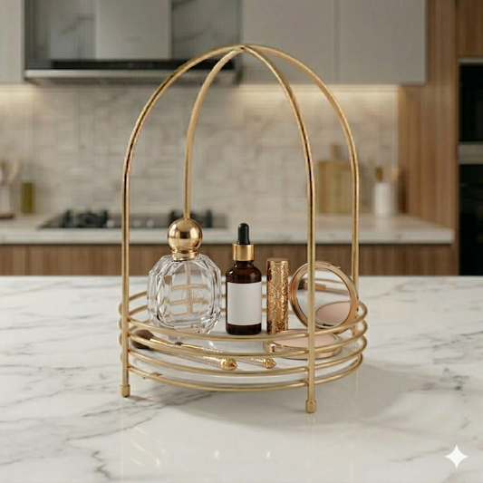 Cosmetic Organizer Gold Makeup Display Rack Luxury Perfume Stand 