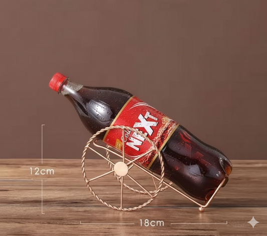 Creative Bottle Stand Romantic Rope-Design Golden Cannon Bottle Holder, Creative Metal Beverage Display Stand for Table Centerpiece and Gift