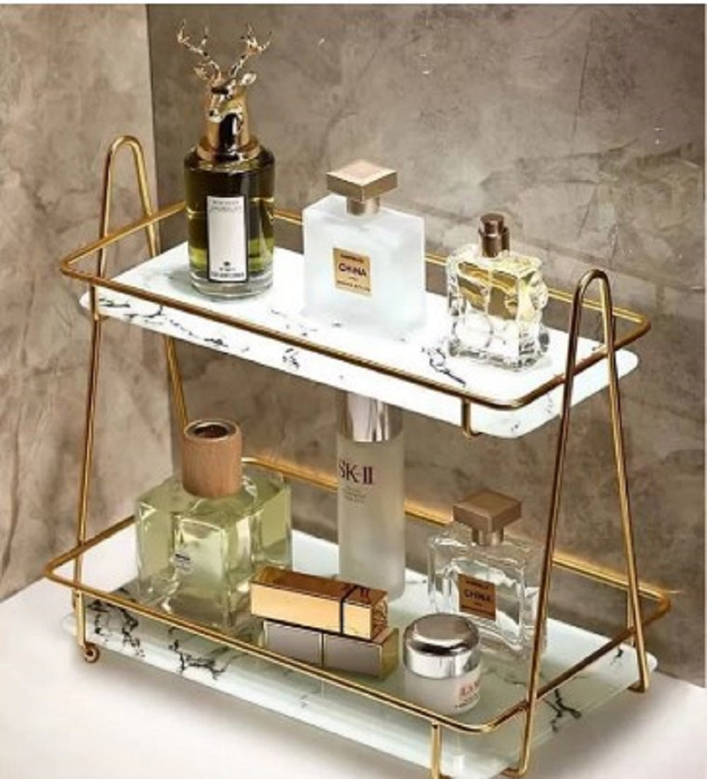 Gold Display Rack, 2-Tier Dessert Stand, Perfume Organizer, Wholesale Home Decor, Dropshipping Winning Product, Luxury Vanity Shelf, Pastry Display Stand, Golden Metal Organizer