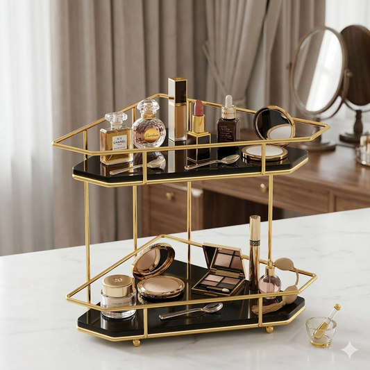 Corner rack for room

Kitchen spice rack organizer

Golden cosmetic organizer

Dressing table decoration items

2 tier corner shelf

Black and gold storage rack

Makeup storage shelf

Luxury home decor Pakistan

Bathroom counter shelf online

Countertop corner organizer