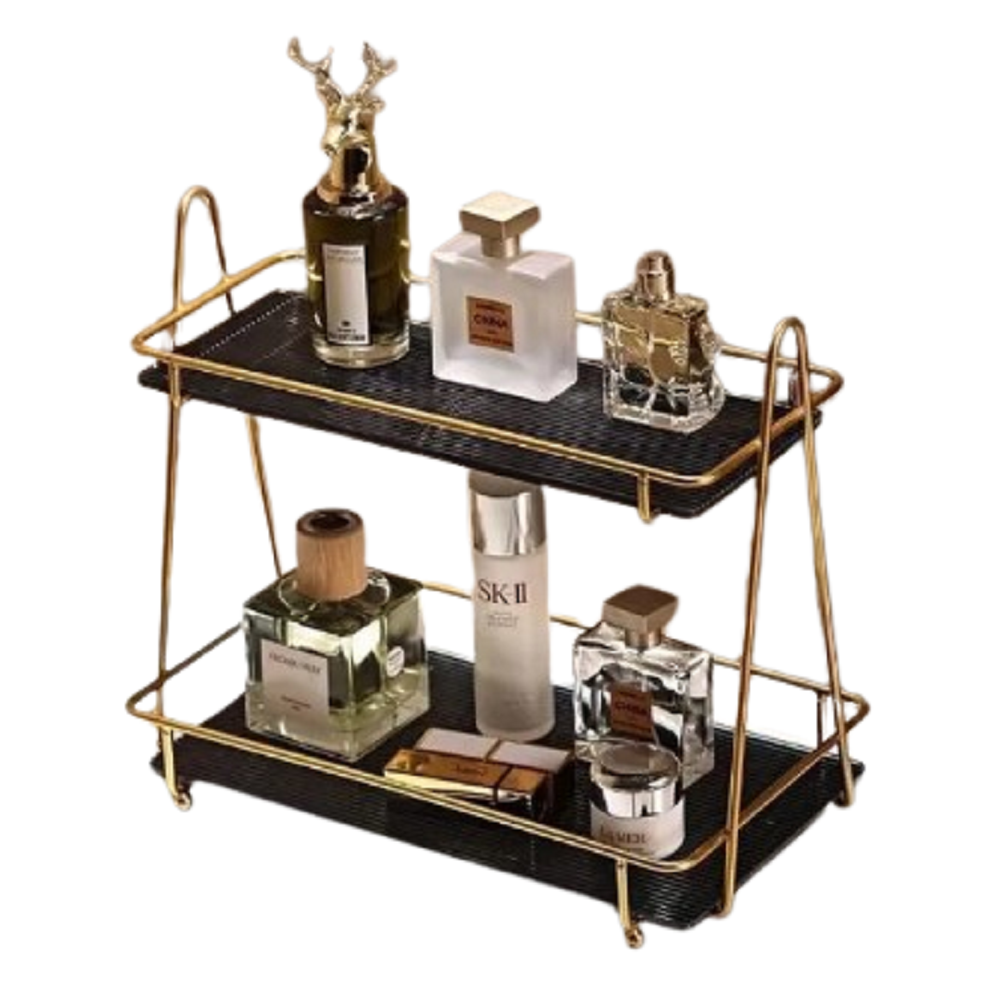 Gold Display Rack, 2-Tier Dessert Stand, Perfume Organizer, Wholesale Home Decor, Dropshipping Winning Product, Luxury Vanity Shelf, Pastry Display Stand, Golden Metal Organizer