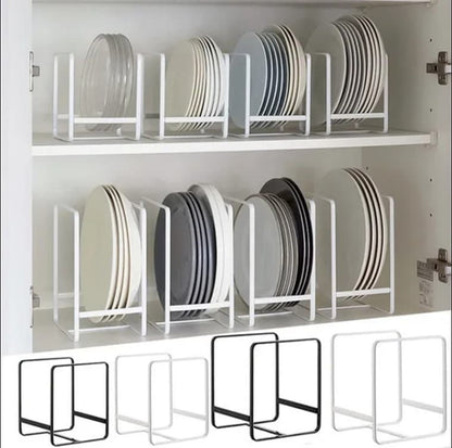 Heavy Duty Metal Plate Rack - Kitchen Cabinet Organizer & Dish Drying Stand