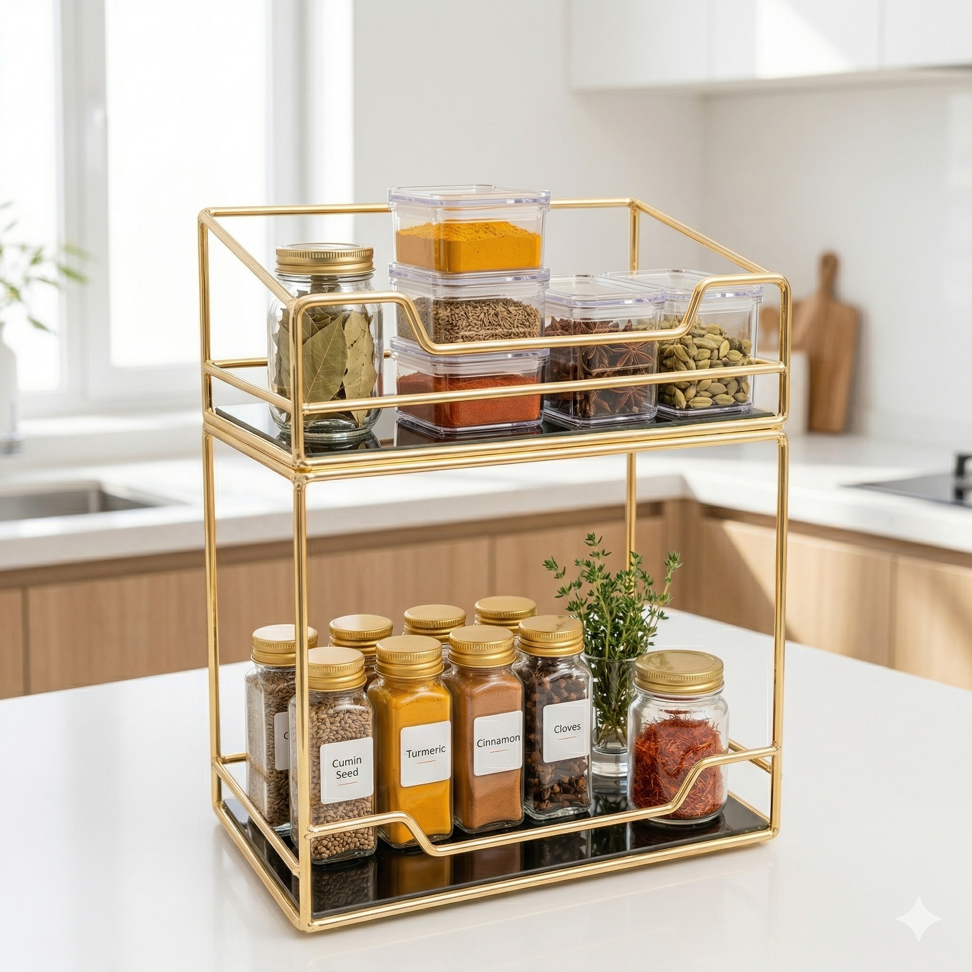 Kitchen Spice Organizer Gold