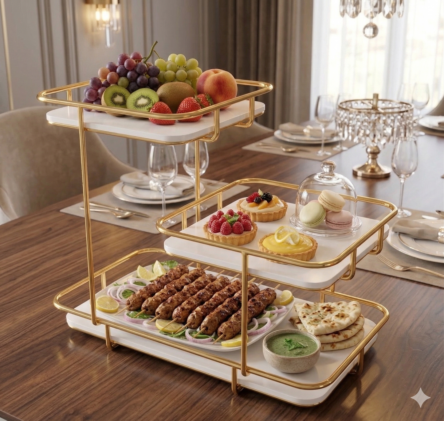 Dessert Display Stand 3 Tier Buffet Server

Golden Food Display Stand

Shahi Dawat Serving Tray

Luxury Fruit Basket

Wedding Catering Stand

Triple Space Serving Rack

Sweet & Savory Display

Party Food Organizer

Kebab Serving Stand

Shadi Decor Items

Aesthetic Dining Server

White Acrylic Food Tray

Mirror Finish Gold Rack

High-End Crockery Pakistan

Dessert Table Decor

Tiered Serving Platter

Elegant Hosting Stand

Restaurant Style Server

Buffet Table Centerpiece

Decore Wholesale Kitchen