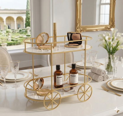 2 tier Trolley Shape Cake stand ,Pastry stand, Cosmetic Rack Makeup Rack etc