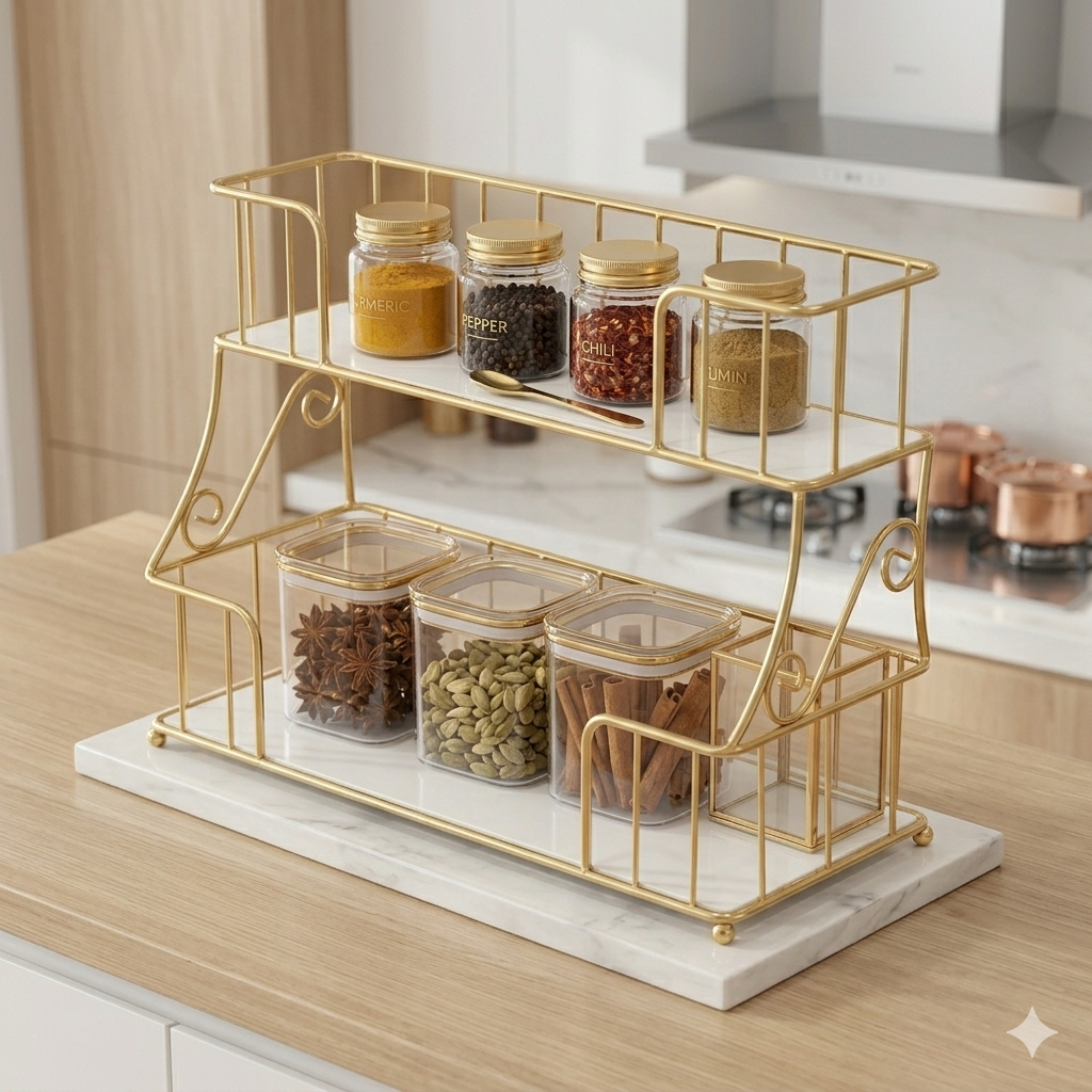 Luxury Gold Spice Rack

2 Tier Kitchen Organizer

Countertop Masala Jar Stand

Double Layer Spice Holder

White Acrylic Base Rack

Premium Kitchenware Pakistan

Gold Metal Spice Rack

Space Saving Kitchen Storage

Modern Kitchen Decor Items

Salt and Pepper Stand

Rust Resistant Gold Rack

Kitchen Counter Organizer

Elegant Spice Bottle Display

Shahi Kitchen Accessories

Tiered Kitchen Shelf

Decorative Masala Rack

High Quality Kitchen Storage

Kitchen Pantry Organizer

Gold Finish Countertop Rack

Decore