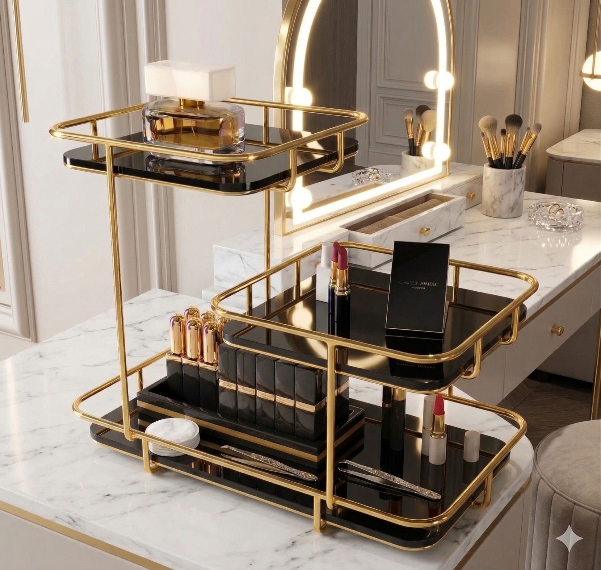 3 Tier Cosmetic Display

Golden Vanity Organizer

Luxury Perfume Rack

Skincare Storage Shelf

Professional Makeup Artist Kit

Dressing Table Organizer

Gold & White Vanity Tray

Multi-Purpose Storage Rack

Fancy Makeup Holder

Room Decoration Items

Bedroom Storage Ideas

Boutique Display Stand

Jewelry Organizer Gold

Modern Vanity Decor

Gift for Women Pakistan

High-Shine Metal Rack

Aesthetic Makeup Setup

Premium Interior Decor

Space Saving Rack

Elegant Room Styling