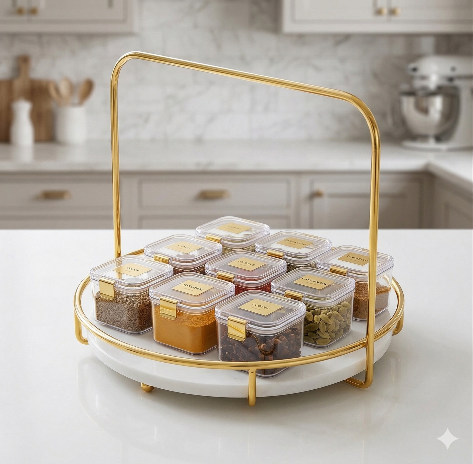Decore Whole Sale cosmetic storage shelves and tray for organizing cosmetics and serving items on a table.