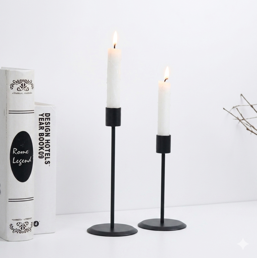 2pcs modern metal candle holder set sleek luxury candlestick stand by decorewholesale.com