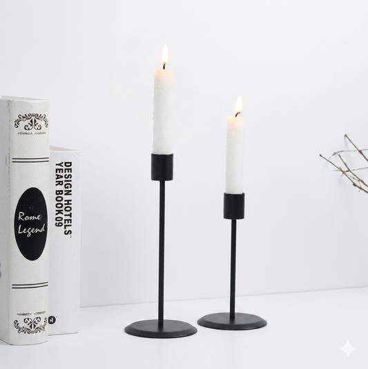 2pcs modern metal candle holder set sleek luxury candlestick stand by decorewholesale.com