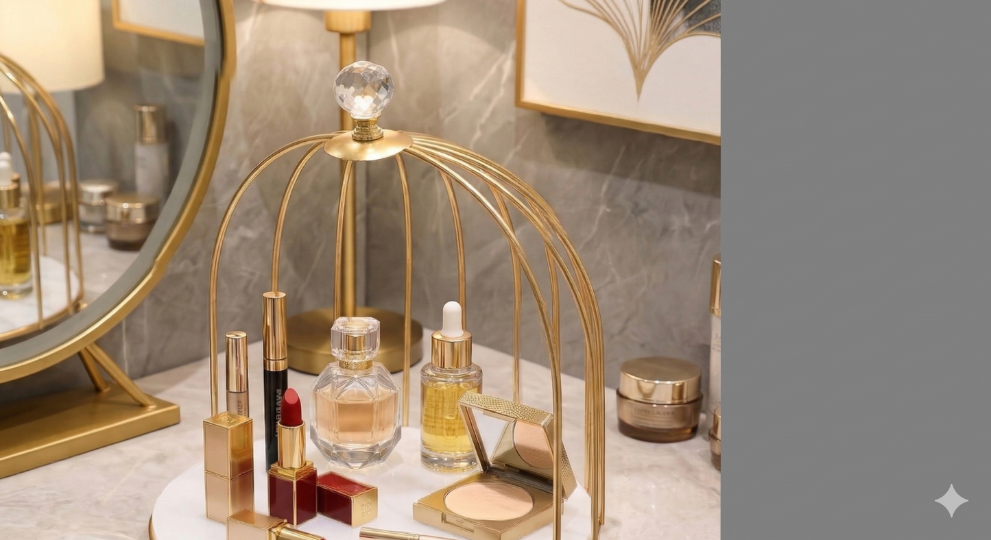 3-Tier Multi-Purpose Golden  Luxury Display Rack for Fast Food, Desserts, & Cosmetic Organization