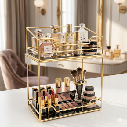 2-Tier Premium Gold Luxury Organizer – The Ultimate Multi-Purpose Storage Solution