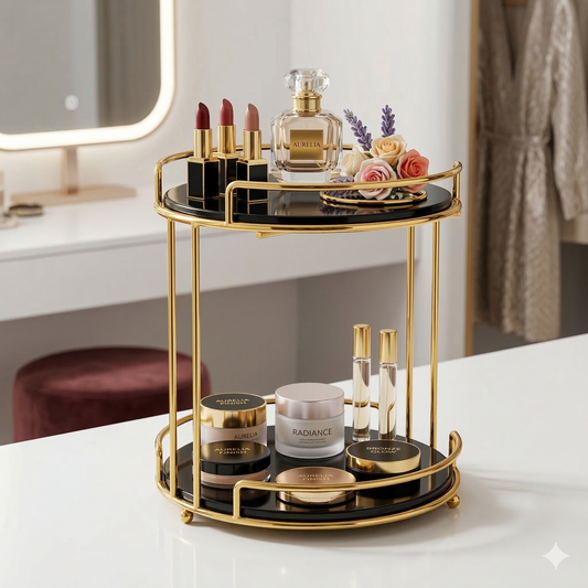 Jewelry tray for dressing table

Cosmetic organizer Pakistan

Dressing table decoration items

Perfume display stand

Double deck cosmetics tray

Makeup storage organizer

Luxury home decor Pakistan

Rings and jewelry storage box

2 tier vanity display shelf

Aesthetic room organizer