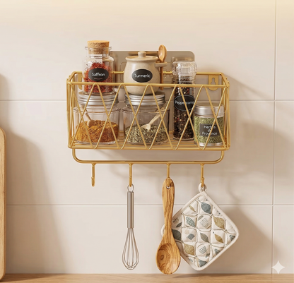 Wall hanging bath products storage wall decor Gold Bathroom Organizer  Wall Mounted Storage Rack  Geometric Decor Shelf  Cosmetic Display Stand  Luxury Home Organization  Self-Adhesive Bathroom Shelf  Modern Toiletries Holder