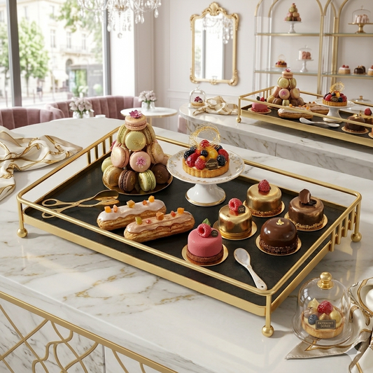 Gold 1-tier cosmetic storage shelf by Decore Whole Sale, versatile metal organizer for makeup, perfumes, spices, or bathroom essentials.