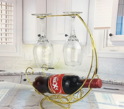 Bottle and Glass Holder Luxury Rectangular Gold Serving Tray with High-Quality White Acrylic Base, Premium Metal Food Display Platter for Dining and Events. Buy Wholesale, Moon Bottle Holder, Golden Wine Rack, Decorative Glass Stand, Luxury Dining Decor, Wholesale Price Pakistan, Metal Manufacturer, Decore Wholesale,