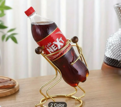 Creative Bottle Stand Luxury Crescent Moon Shape Golden Bottle & Glass Holder, Premium Metal Wine Rack and Decorative Glass Stand for Dining Table.