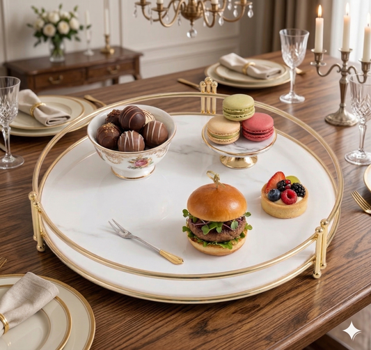 Dining Table Deco Luxury Golden Vanity Tray with Acrylic Base for Makeup and Perfume Organization, Modern Home Decor Centerpiece