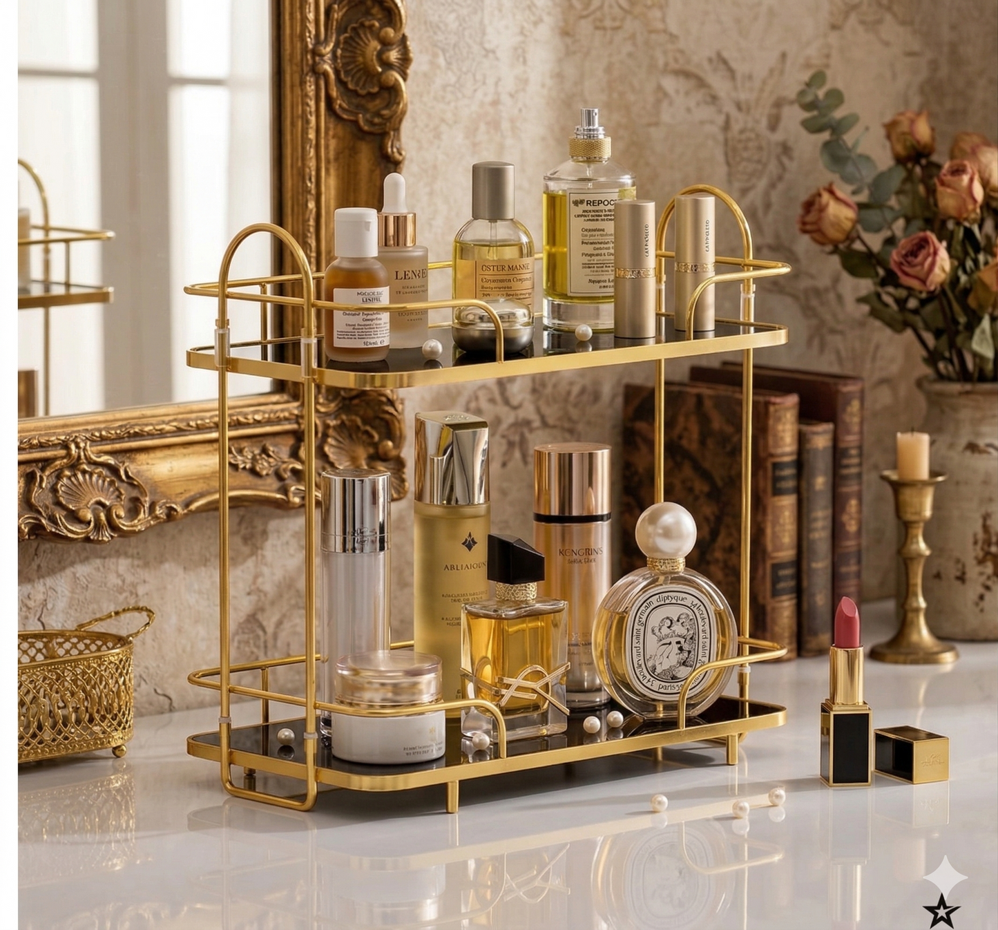 Luxury Makeup Organizer Golden Cosmetic Organizer

2 Tier Makeup Rack

Perfume Storage Shelf

Dressing Table Decor

Luxury Vanity Tray

Makeup Stand Pakistan

Gold Metal Organizer

Skincare Display Stand

Double Layer Rack

Cosmetic Storage Box

Bathroom Vanity Shelf

Tabletop Organizer Gold

Aesthetic Makeup Storage

Girls Room Decoration

Makeup Tray Online

Premium Beauty Rack

Metal Storage Shelves

Stylish Makeup Holder

Bedroom Decor Items

Do Manzilla Rack