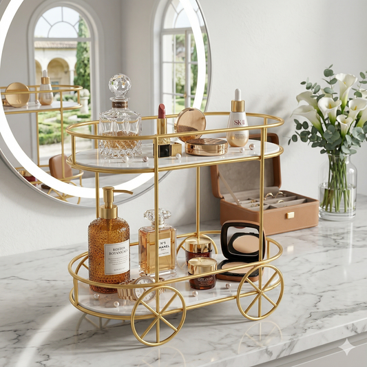 Cosmetic Organizer, Makeup Storage Golden Trolley Makeup Rack

2 Tier Vanity Trolley

Viral Perfume Organizer

Luxury Makeup Stand

Trolley Shape Decor

Royal Vanity Rack

Gold Skincare Organizer

Aesthetic Room Decor

Fancy Makeup Storage

Dressing Table Trolley

Perfume Display Tray

Gold Metal Organizer

Makeup Holder Pakistan

Modern Room Styling

Rich Vibe Decor

Space Saving Rack

Jewelry Storage Trolley

High-End Vanity Set

Golden Shelf Pakistan

Decore Wholesale Items