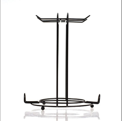 6-Cup Metal Coffee Mug Holder with Saucer Rack - Stylish Kitchen Tea Set Organizer