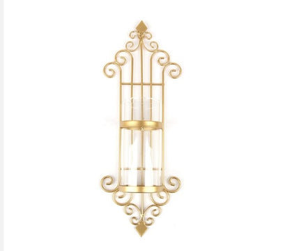 Set of 2 Metal Wall Sconce with Hydroponic Glass Tubes –
